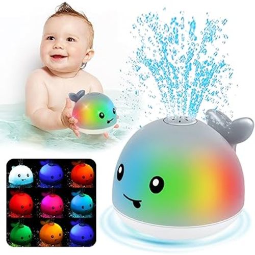 Light Up Baby Bath Toys - Spraying Whale Bath Toy Sprinkler Bath Fountain Toys for Toddlers 1-3 Baby Bathtub Pool Toys 6-12-18months First Birthday Gifts 1 2 Year Old Must Haves Kids Bath Accessories