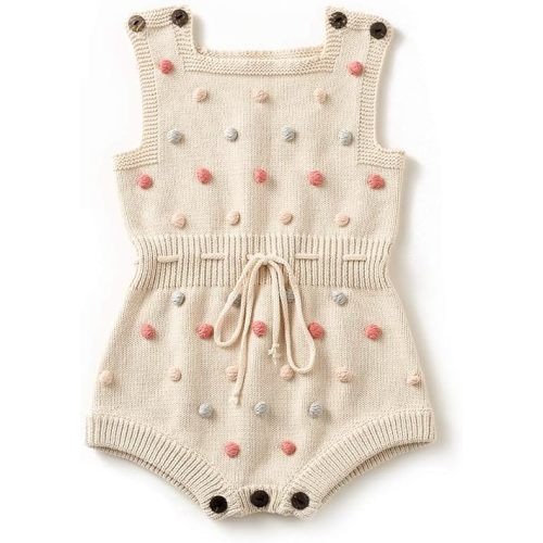 Simplee kids Baby Girl Kint Romper Fall Sleeveless Pompoms Rompers Newborn Little Girl Overall Jumpsuit Outfits