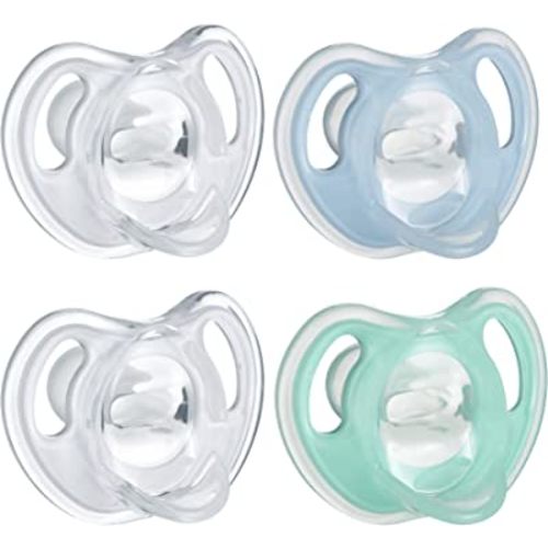 Tommee Tippee Ultra-Light Silicone Pacifier, Symmetrical One-Piece Design, BPA-Free Silicone Binkies, 0-6M, 4-Count