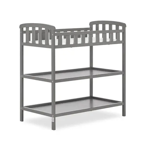 Dream On Me Emily Changing Table In Steel Grey, Comes With 1" Changing Pad, Features Two Shelves, Portable Changing Station, Made Of Sustainable New Zealand Pinewood