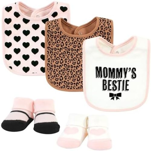 Hudson Baby Unisex BabyCotton Bib and Sock Set