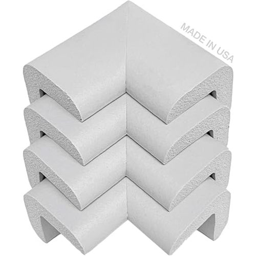 KidKusion Child Safety Corner Cushion | Soft Gray | 4 Pack | Made in USA, Child Safety, Child Proofing Corner Guard, Home Furniture Safety Bumper, Baby Proof Table Protector