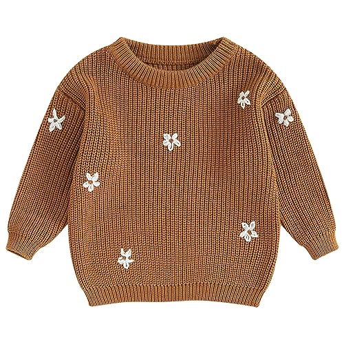 Mubineo Baby Girl Winter Clothes Cute Flower Sweater Crewneck Pullover Long Sleeve Knit Newborn Infant Sweaters
