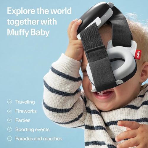 Alpine Muffy Baby - New & Improved Baby Ear Muffs Noise Protection for Babies and Toddlers - CE & ANSI Certified - Safe and Soothing Hearing Protection, Ideal for Travel - Approved by Babies - Black - Dusk Black