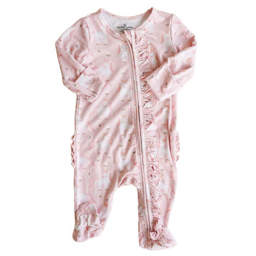 Sweet Unicorn Ruffle Zipper Footie