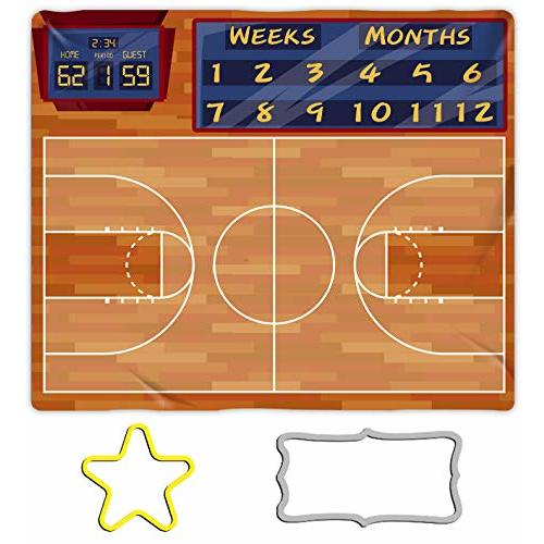 Basketball Game Baby Milestone Blanket, Sport Theme Swaddle Blanket, 48x40in, Baby Growth Chart Blanket BTXYME8