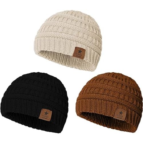 Durio Soft Warm Knitted Baby Hats Caps Cute Cozy Chunky Winter Infant Toddler Baby Beanies for Boys Girls