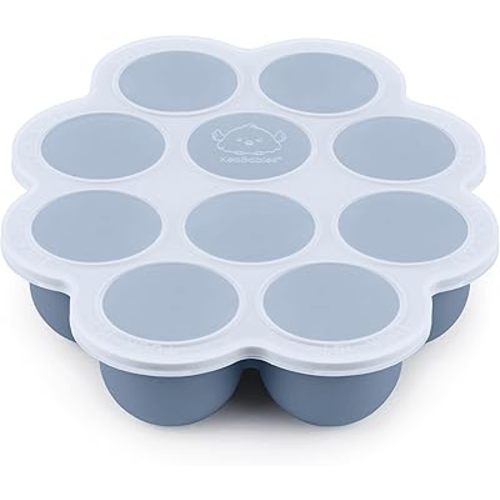 KeaBabies Silicone Baby Food Freezer Tray with Clip-on Lid, 2oz x 10 Pods Baby Food Freezer Molds, Breast Milk Freezer Tray, Dishwasher, Microwave, BPA-Free Baby Food Storage Tray (Slate)