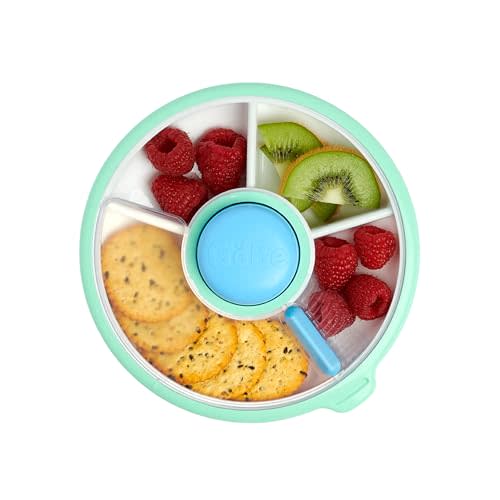 GoBe Kids Small Snack Spinner Slide, 4 Compartment Dispenser and Lid | Reusable Snack Container, Lid, BPA/PVC Free, Dishwasher Safe, No Spill, Travel Accessories, Bento Container, Twinberry