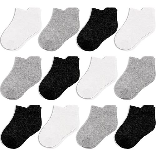 CozyWay Ankle Style Socks for Little Girls & Boys, Infants, Toddlers, Children - 12 Pairs