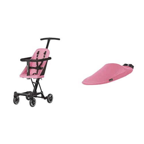 Dream On Me Coast Rider Stroller - Lightweight, Compact With One-Hand Easy Fold, Adjustable Handles, Soft Ride Wheels and Canopy, Pink