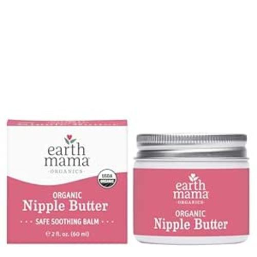 Earth Mama Organic Nipple Butter™ | Nipple Cream Safe for Breastfeeding | Postpartum Essentials for Nursing | Non Lanolin Nipple Cream, 2-Fluid Ounce