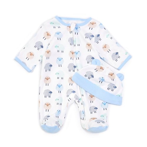 Little Me Baby Boys Preemie-9 Months Dotty Lamb Footie Coverall & Hat Set