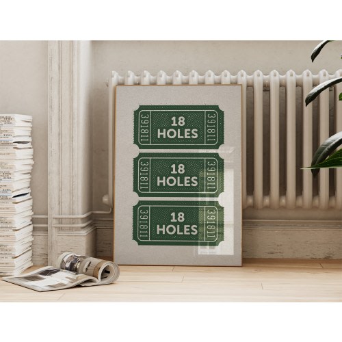 Retro 18 Holes Golf Ticket Print: Sports Wall Art (Digital Download)