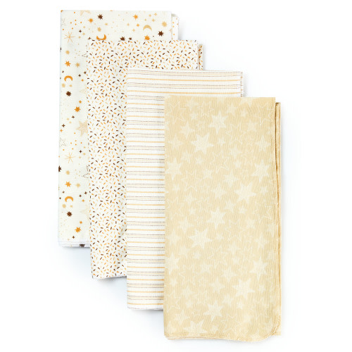 Parent's Choice Cotton Flannel Receiving Blankets for Baby Boys and Girls, Neutral Celestial Skies, 4-Pack