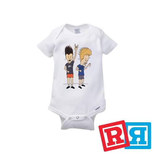 Beavis And Butthead Gerber Baby Onesie® Cotton Unisex White Short Sleeve