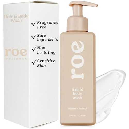 Roe Wellness- Toddler & Baby Body Wash & Shampoo Moisturizing Clean Ingredients | Suitable for Sensitive Skin, Fragrance-Free, Natural Vanilla Scent, Fresh Cleaning | 9.4 fl oz.