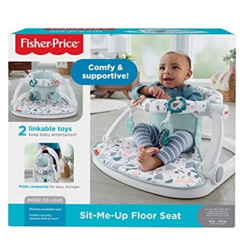Fisher-Price Portable Baby Chair Sit-Me-Up Floor Seat With Developmental Toys & Machine Washable Seat Pad, Pacific Pebble