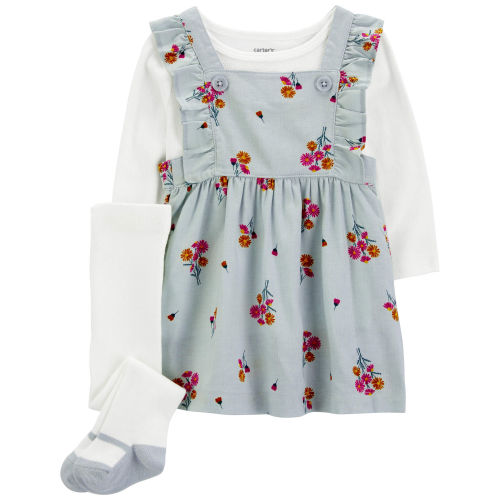 Baby 3-Piece Floral Long-Sleeve Tee & Jumper Set - Carter's | Carter's
