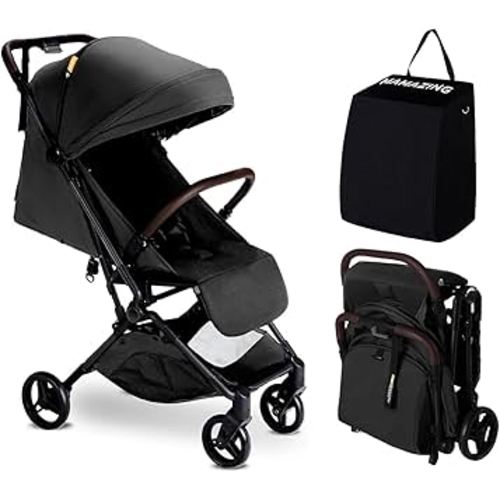 MAMAZING Lightweight Baby Travel Stroller with Carbon Fiber Frame, Compact & Airplane-Friendly, One-Handed Folding Design, 11.6 lbs, Perfect for Toddlers, Jet
