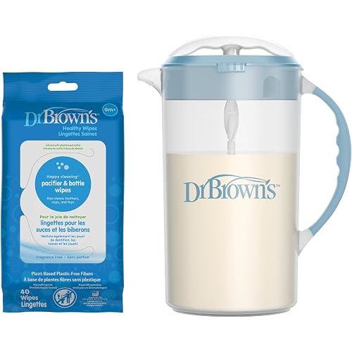Dr. Brown's Baby Formula Mixing Pitcher, 36oz with Adjustable Stopper and Pacifier and Bottle Wipes, 40 Count