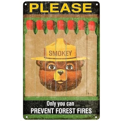 Smoky Bear Vintage Metal Tin Sign - Fire Safety & Prevention, Perfect for Home, Bar, Kitchen, Garage, or Restaurant Wall Decor, 12x8 Inch