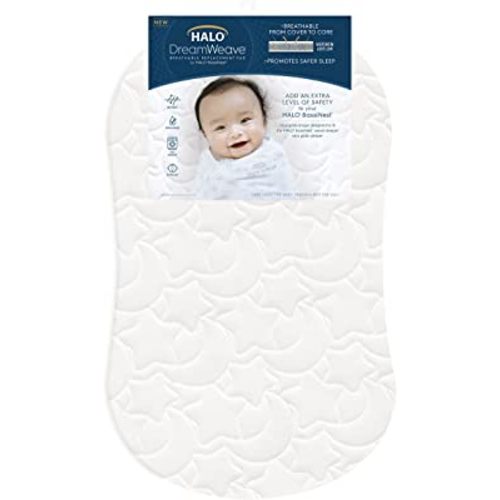 HALO DreamWeave Breathable Mesh BassiNest Mattress Replacement Pad – 100% Machine Washable Cover – Hypoallergenic, Non-Toxic Materials – 30” x 18” x 1.3”
