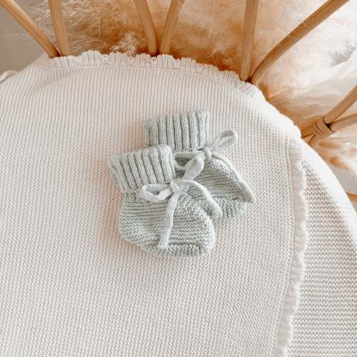 Chunky Knit Booties - Newborn-6M - Periwinkle Blue