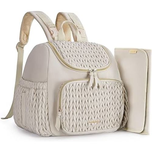 mommore Diaper Bag Small Diaper Backpack Stylish Toddler Baby Mini Maternity Bags Travel Backpacks with Insulated Pockets, Changing Pad, Stroller Straps