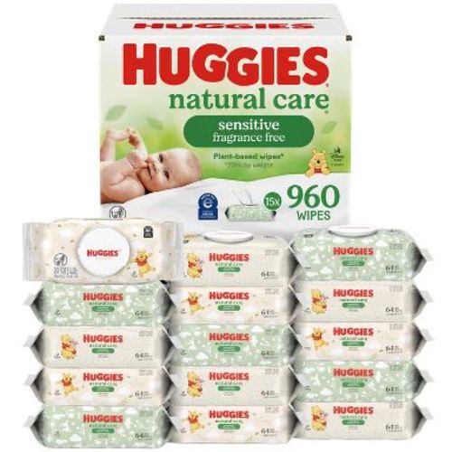 Huggies Natural Care Sensitive Unscented Baby Wipes- 15 pack (960ct total wipes)