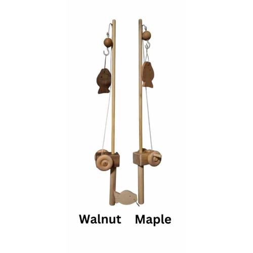 Organic Wooden Toy Fishing Pole With A HOOK And 3 Fish