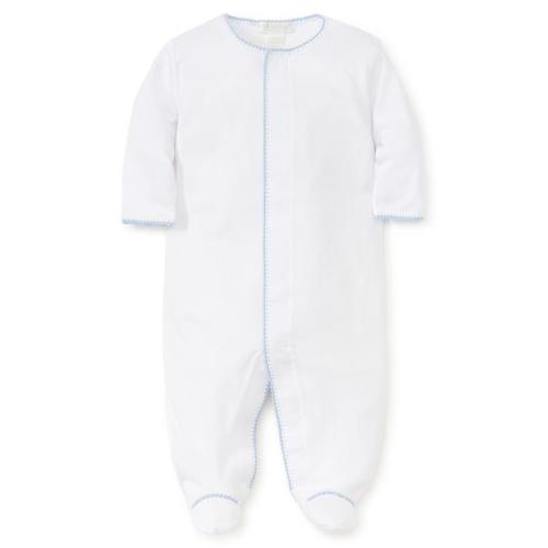 White/Blue New Premier Basics Footie - Kissy Kissy -Premium Pima Cotton Baby Clothes