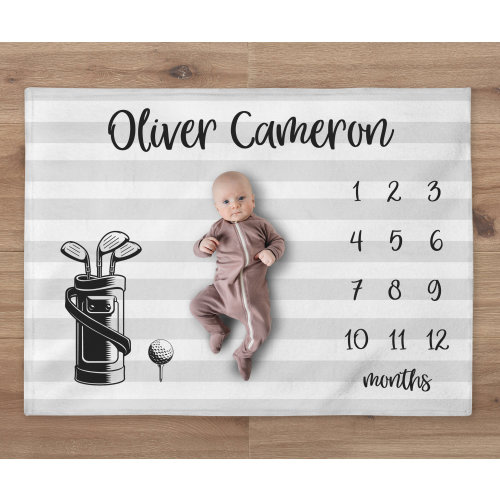 Golf Milestone Baby Blanket, Golf Monthly Milestone Blanket, Golf Milestone Quilt, Golf Nursery, Newborn Gift, Golf Baby Shower Gift