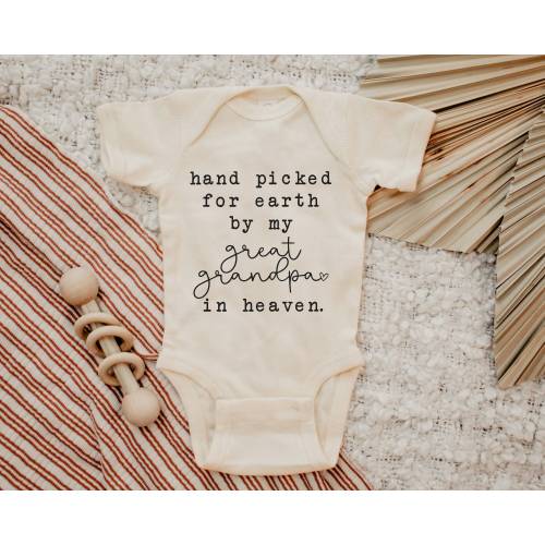 Hand Picked for Earth by my Great Grandpa in Heaven Onesie®, Newborn Onesie®, Typewriter, Baby Announcement Outfit, Baby Shower Gift
