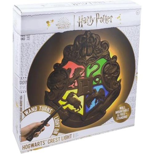 Paladone - Harry Potter - Hogwarts Crest - Lamp with Control Wands Black