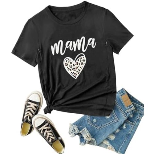 Women Maternity Nursing Shirt Funny Mama Shirt Cute Leopard Heart Graphic Tees Friendly Zip Maternity Breastfeeding Tops