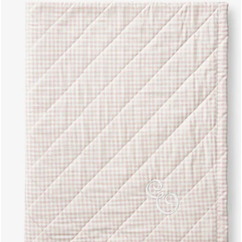 Ditsy Gingham Classic Cool Organic Cotton Percale Quilted Reversible Sherpa Stroller Blanket