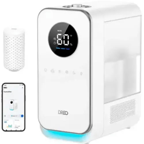 Dreo - 1.3G Smart Cool Mist Humidifier with Oil Diffuser & Nightlight. Quiet, Ideal for Baby Nursery and Home Comfort - White