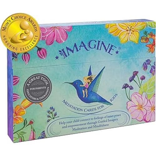 Imagine Meditation Cards for Kids - Award-Winning Mindfulness kit of XL Cards with Calming Guided Meditations for Empowerment, Focus and Relaxation. Great for Parents, Teachers and Therapists.