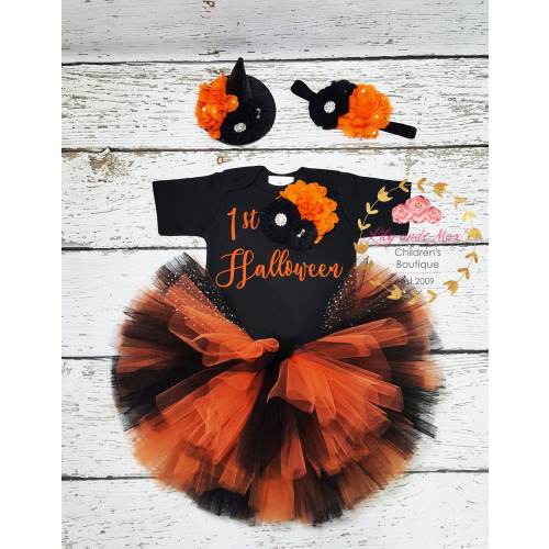 Baby's First Halloween Witch Tutu Set: Jeweled Bodysuit & Headband