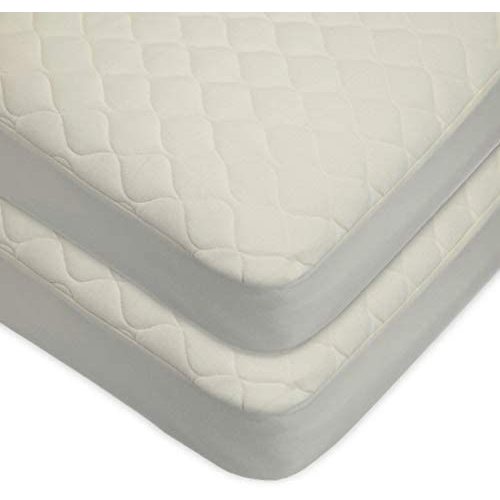 TL Care Waterproof Quilted Crib Size Fitted Mattress Cover Made with Organic Cotton Top Layer, Natural Color, 2 Pack