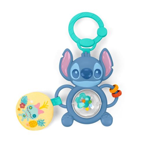 Disney Baby Stitch Tummy Tumble Baby Toy by Bright Starts, Spinning Bead Chaser Toy, On The Go Travel or Stroller Toy for Newborns & Up