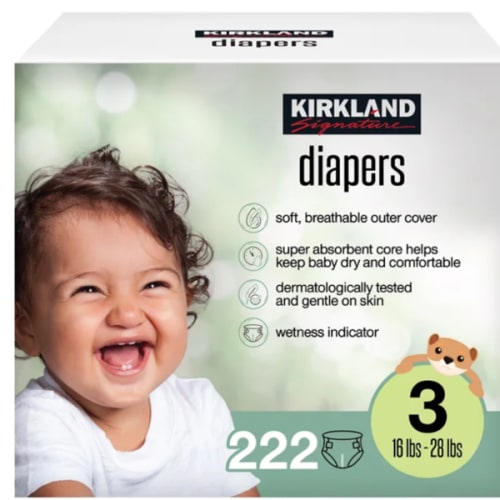 Kirkland Signature Diaper Size 3, 222-count | Costco