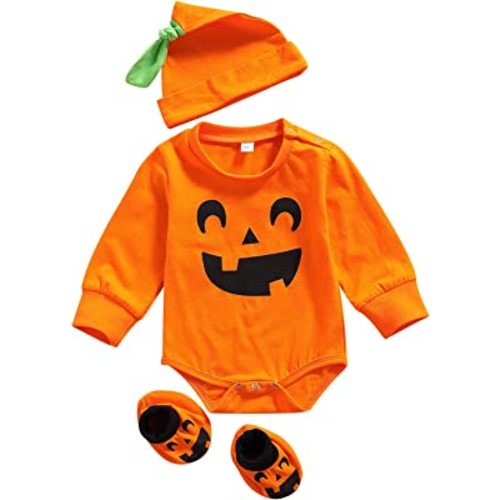 Merqwadd Infant Toddler Baby Boys Girls Halloween Pumpkin Costume Cute Outfits