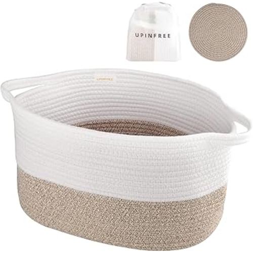 Toy Basket Storage for Kid and Pet: Sturdy Cotton Rope Basket for Living Room Bedroom Shelf Closet Organizing - Cute Woven Bin for Baby Dog and Cat