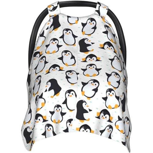 Penguin Car Seat Cover for Baby in Winter Summer, Nursing Cover for Mom Penguin Stuff for Baby Boys Girls