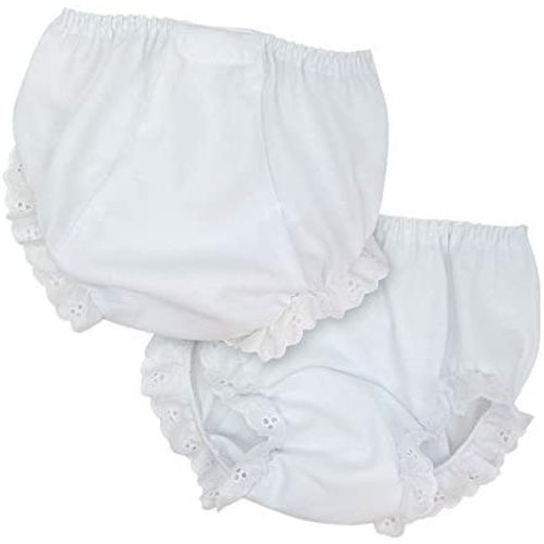 I.C. Collections Baby Girls White Double Seat Diaper Cover Bloomers