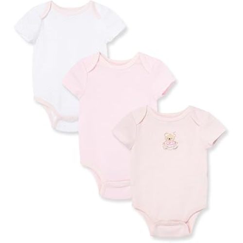 Little Me Baby Girls' 3-Pack 100% Cotton Scratch Free Tag Bodysuits