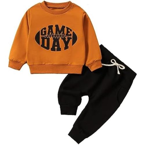 Baby Boy Clothes Fall 6 12 18 24 Months Football Long Sleeve Pullover Tops & Pant Sets Toddler Winter Outfits