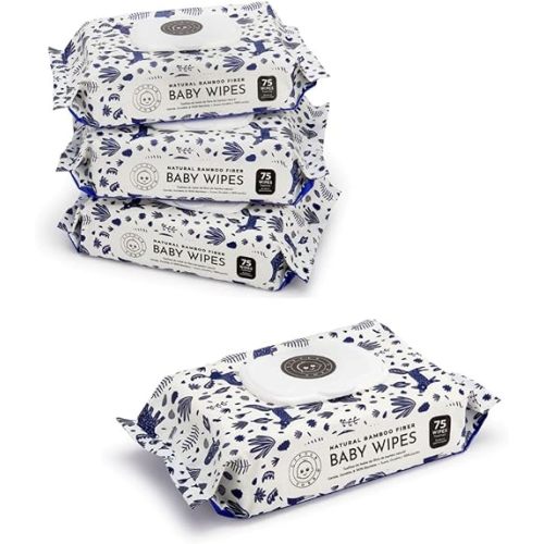 Little ToesNatural Hypoallergenic Bamboo Baby Wipes 4 Packs 300 Count